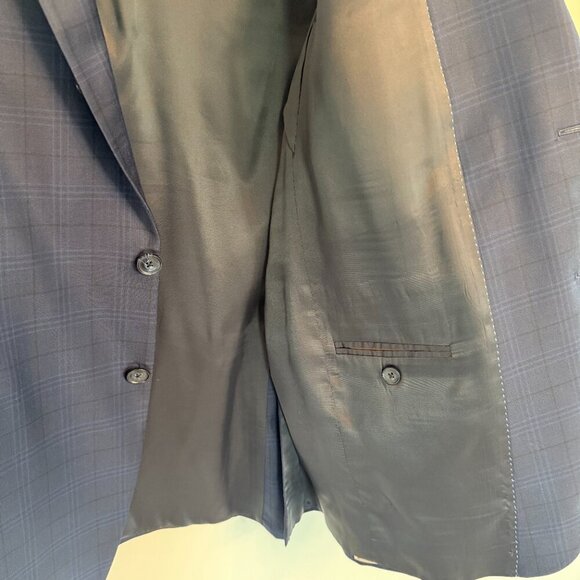 🧥 Peter Millar Navy Check Wool Sport Coat – Size 44T - Picture 4 of 6